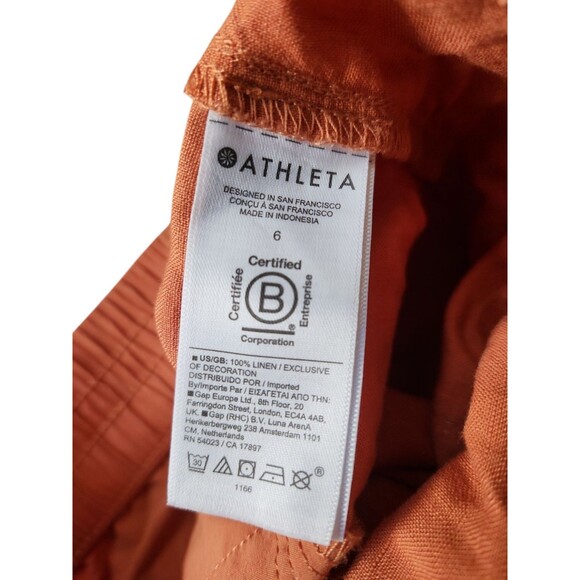 Athleta Voyager Linen Cropped Pants Womens 6 Boho Sunbaked Clay Orange Vacation - Picture 4 of 8